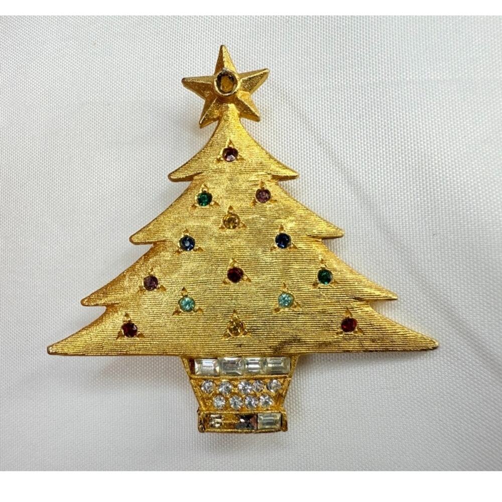 RARE Vintage DeNicola Signed Christmas Tree Brooch (AS IS)